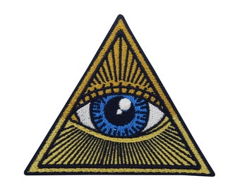 Iron-on patch Retro Illuminati Triangle | Vintage tattoo patches, triangle iron-on patch, eye iron-on patch, UFO pyramid patch Finally Home