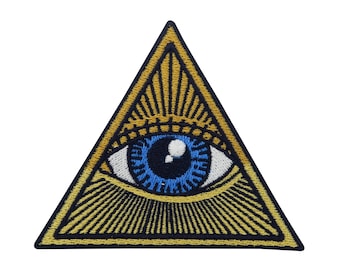 Iron-on patch retro Illuminati triangle | Vintage tattoo patches, triangle iron-on patch, eye iron-on patch, UFO pyramid patch Finally Home
