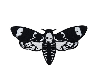 Iron-on Patch Black Moth with Skull Motorcycle | Bike Patches, Skull Iron-on Patches, Skull Patches, Patches Finally Home