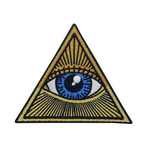 Iron-on patch Retro Illuminati Triangle | Vintage Tattoo Patches, Triangle Iron-on Patch, Eye Iron-on Patch, UFO Pyramid Patch Finally Home