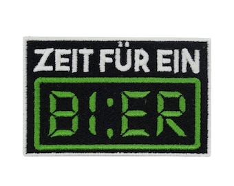 Iron-on or adhesive patch - Time for a beer! Alcohol patches, beer, football, iron-on, funny biker, iron-on, drinking patch