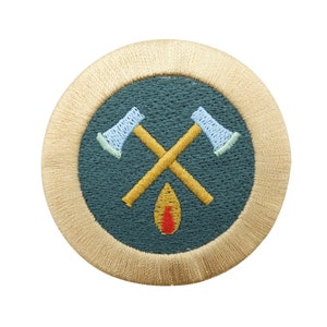 Patch for ironing & sewing Small campfire, vintage camping patches fire iron-on image forest iron-on mountain patch hiker iron-on patch
