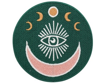 Aufnäher Patch zum Aufbügeln Soul of The Moon: Auge der Wahrheit | Mond, Sonne Patches, Hand Bügelbild Sterne Flicken, Erwachsene Aufbügler