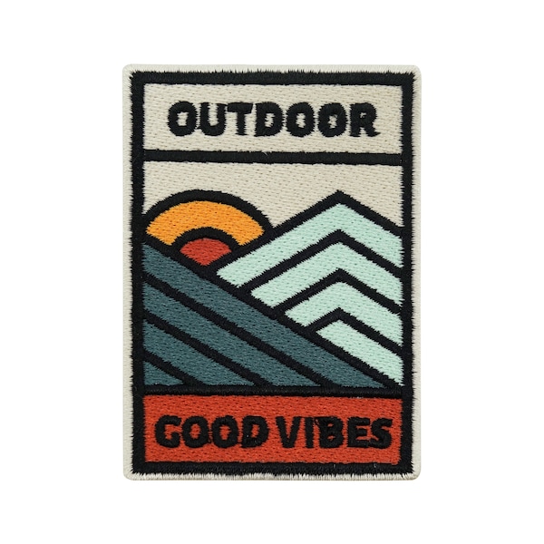 Iron-on & sew-on patch Outdoor Vibes | Mountain patches, nature iron-on patch, hiker iron-on patch, retro camping patch, mountain iron-on patch