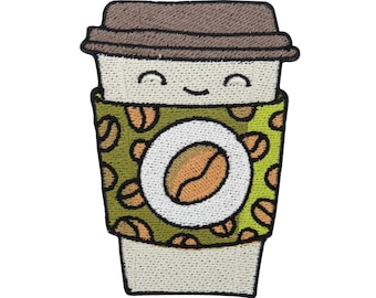 Iron-on patch - Kawaii Coffee | Coffee patches, cartoon patches for sewing on, comic iron-on patches