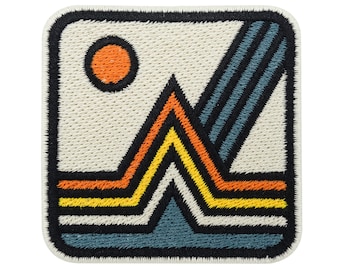 Iron-on or hook-and-loop patch - Retro Mountain | Adventure patch, Sun iron-on patches, Nature patches