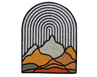 Iron-on patch Abstract Mountains | Outdoor Mountain Patches, Hiker Iron-on Patch, Art Iron-on Patch, Hiking Backpack Patch Finally Home