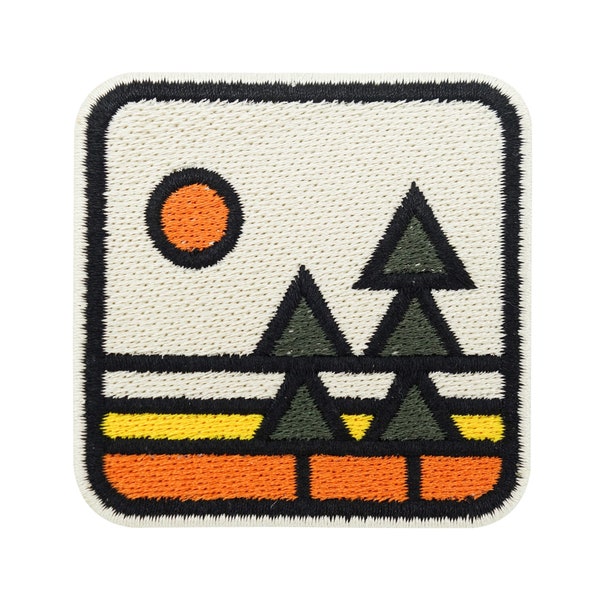 Iron-on patch - Retro Nature | Tree patches, vintage forest patches for sewing, sun iron-on patches, nature patches