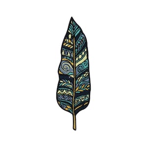 Iron-on patch blue patterned feather | Bird feather patches, bird iron-on patch, Indian patches, iron-on patches, adults, Finally Home