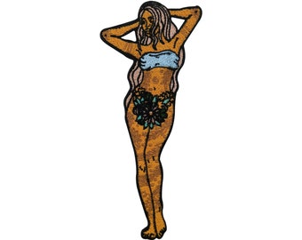 Iron-on patch woman with tattoos women patches oblong iron-on image girl iron-on patch flower patch iron-on patches denim jacket Finally Home