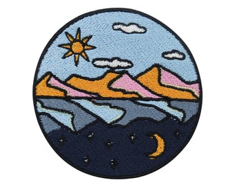 Parche termoadhesivo de lago espejo de día y de noche | Parches de sol y luna, transferencia termoadhesiva vintage, parche termoadhesivo de montaña, parche termoadhesivo de montaña, parche termoadhesivo de montaña, finalmente en casa