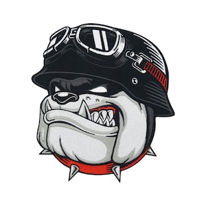 Large iron-on back patch biker bulldog | motorcycle jacket patches, dog back patches, motorcycle patches