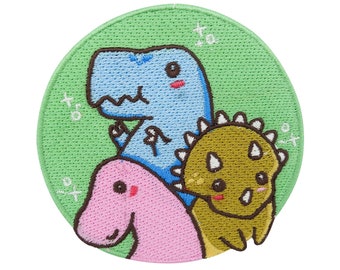 Iron-on patch round children's dino dinosaur patches, boys iron-on patches T-Rex patches for sewing on Triceratops patch Finally Home