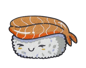 Opstrijkpatch Leuke Kawaii Sushi | Aziatische voedselpatches, zalmvissen nigiri opstrijkpatches, voedselpatches, patches Eindelijk thuis