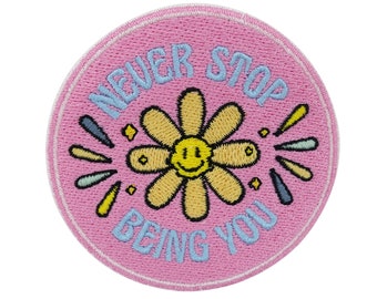 Iron-on Patch Never Stop Being You Flower | Flower patches, flowers iron-on image, retro patches to sew on, patch Finally Home