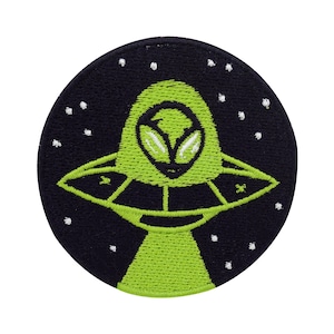 Iron-on patch Alien in UFO round | Space patches, space iron-on patch, iron-on patch, iron-on image Nasa patch to sew on Finally Home