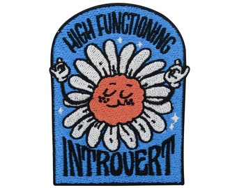 Iron-on patch High Functioning Introvert Flower | Flower patches, saying iron-on image, retro iron-on patch, iron-on patch, sew-on patch