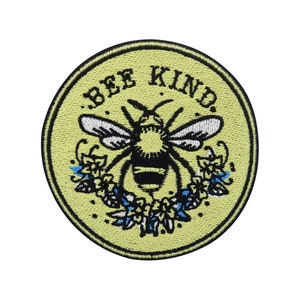 Iron-on patch Bee Kind Bee | Sew-on patches, cute iron-on patch, bumblebee iron-on patch, insect iron-on patch, honey patch Finally Home