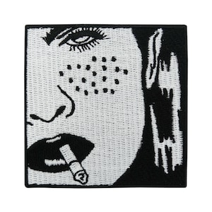 Iron-on Patch - Smoke & Ash | Bad Girl Patches, Mouth Iron-on Patches, Black and White Retro Patches, Women&#39;s Denim Jacket Patches, Finally Home