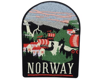 Iron On Patch Norway Viking Fjord Norway Flag Patches, Iron On Patch, Nordic Iron On Sew On Patch, Oslo Flag Patch Finally Home