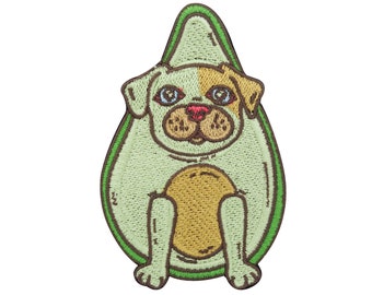 Patch for ironing on Avocado Dog dog patches, dog iron-on picture, patches for sewing on, tropical fruits iron-on patches pug patch Finally Home