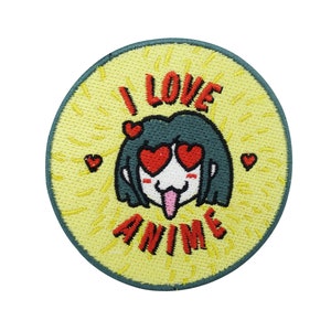 Aufnäher Gelber I Love Anime Patch zum Aufbügeln, Cartoon Patches Comic Bügelbild Manga Mädchen Bügelpatches  Cosplay Aufbügler Finally Home