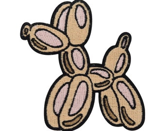 Iron-on Patch - Balloon Dog | Retro Dog Patches, Cool Pink Denim Jacket Iron-on Patches
