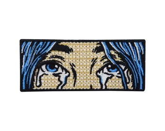 Iron-on Patch Crying Pop Art Women | Eye Patches, Tears Iron-on Patches, Sad Patches, Sad Art Patches Iron-on Denim Jackets