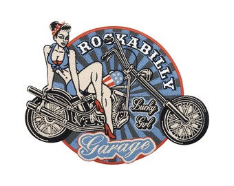 Grand écusson thermocollant, écusson rétro rockabilly pour gilet de motard vintage, écusson USA America, écusson old school