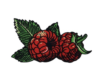 Iron-on patch raspberry fruit | Fruit flower patches, food iron-on patches, red fruit patches, patch for denim jacket Finally Home
