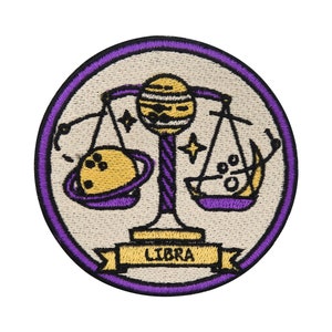 Patch zum Aufbügeln - Sternzeichen Waage - Libra | Astrologie Patches, Mond Sterne Aufbügler, Flicken, Aufnäher Finally Home