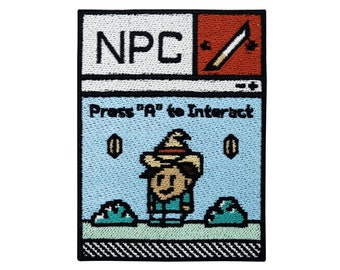 Iron-on patch - NPC Press "A" to Interact | Gaming patches, gamer iron-on patches, controller patches, large patch Finally Home