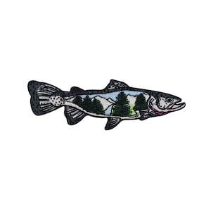 Iron-on patch fish landscape | Sea fish patches, fabric iron-on patches, angler patches, mountains river trees patches Finally Home
