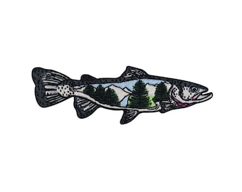 Iron-on patch fish landscape | Sea fish patches, fabric iron-on patches, angler patches, mountains river trees patches Finally Home