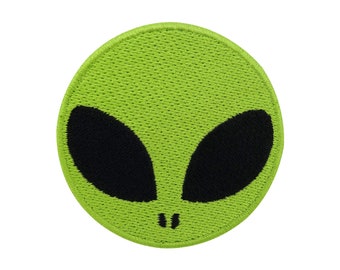 Iron-on patch, small round alien head UFO patch, space iron-on patch, iron-on transfer, NASA sew-on patch, Finally Home