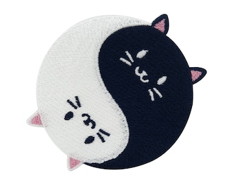 Patches Yin and Yang Baby Cats Iron-on Patch | Yoga Cat Patches, Cat Mieze Iron-on Transfer, Moon Patch Cat Patches Finally Home