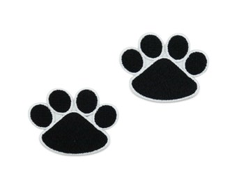 Iron-on Patch Two Black Dog Paws | Dog Animal Dog Paw Cat Pet Patches Iron-on Patches Patches Finally Home