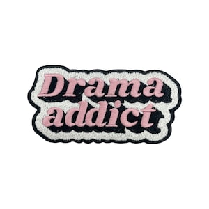 Iron-on Patch - Drama Addict | Retro Pink Patches, Funny Girl Iron-on Patch, Pink Patch, Girl Saying Patch Finally Home