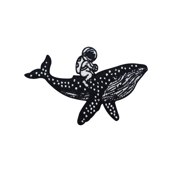 Strijkpatches: Astronaut rijdend op een walvis, ruimtepatches, UFO-strijkpatches, buitenaardse strijkpatches, NASA-patches, patches voor spijkerjassen, Eindelijk Thuis