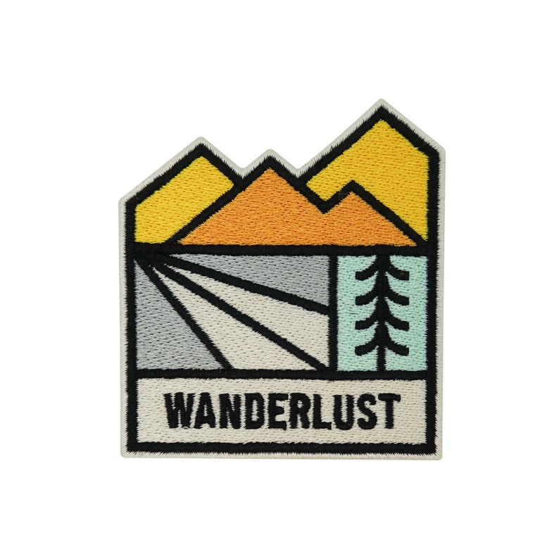 Iron-on patch Wanderlust Trees & Mountains Hiking outdoor patches, iron-on patches, patches, patches for backpacks Finally Home image 1