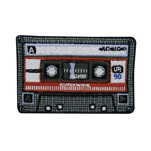 Retro Cassette Patch in Red | 80s Music Iron-on or Self-Adhesive Patch | Vintage Tape Design for Jacket and Backpack