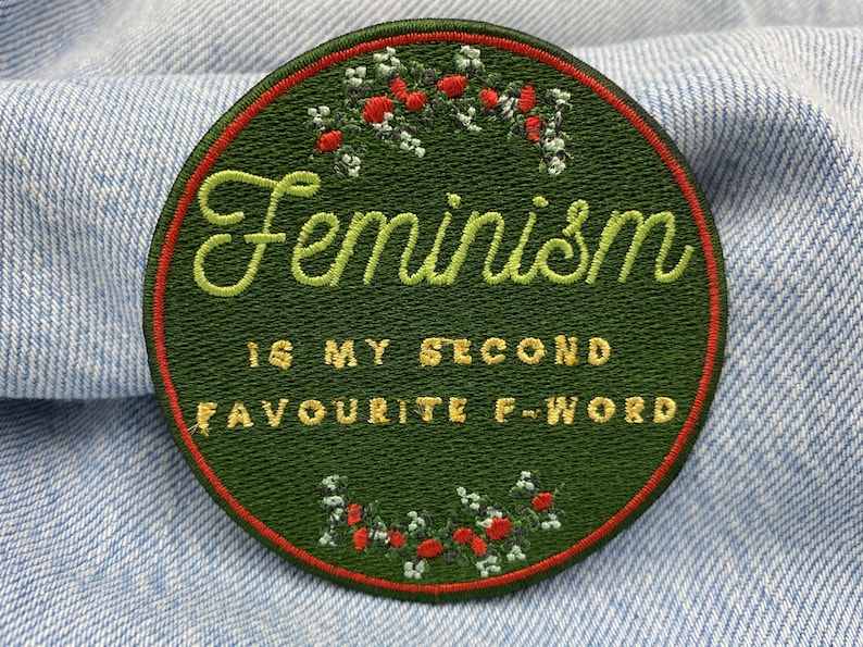 Iron-on patch Feminism is my Second Favourite F-Word Feminism patches, flower iron-on patch, girl power iron-on patch, feminist patch image 3