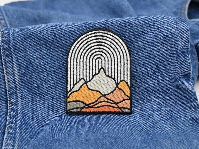 Iron-on patch Abstract Mountains | Outdoor Mountain Patches, Hiker Iron-on Patch, Art Iron-on Patch, Hiking Backpack Patch Finally Home image 4