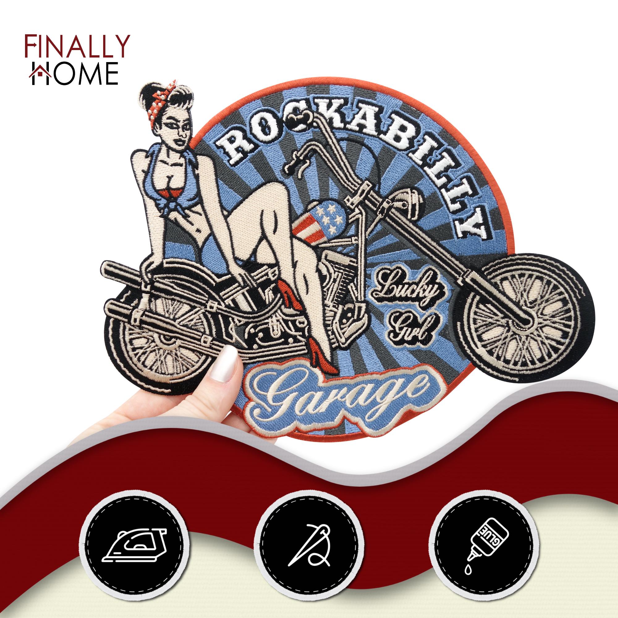 Large Iron-on Patch Retro Rockabilly Biker Vintage