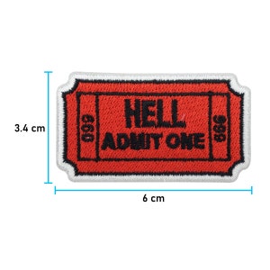 Iron-on patch Hell Admit One Ticket Hell Patches, Devil Cinema Iron-on Patches, 666 Iron-on Image, Small Devil Patch Finally Home image 6