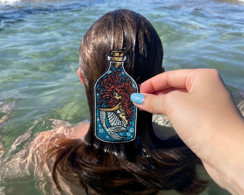 Iron-on patch Mermaid in the Bottle Denim jacket patches, sea lake iron-on patches, anchor patches, fish patches Finally Home image 5