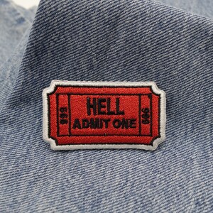 Iron-on patch Hell Admit One Ticket Hell Patches, Devil Cinema Iron-on Patches, 666 Iron-on Image, Small Devil Patch Finally Home image 4