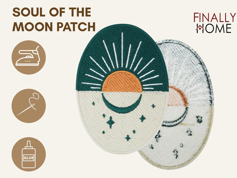 Patch zum Aufbügeln Soul of The Moon Collection: Sonnenaufgang Mond, Sonne Patches, Sterne Bügelflicken, Flicken, Aufnäher für Erwachsene Bild 5