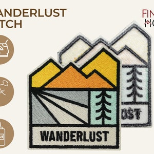 Iron-on patch Wanderlust Trees & Mountains Hiking outdoor patches, iron-on patches, patches, patches for backpacks Finally Home image 7