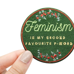 Iron-on patch Feminism is my Second Favourite F-Word Feminism patches, flower iron-on patch, girl power iron-on patch, feminist patch image 2